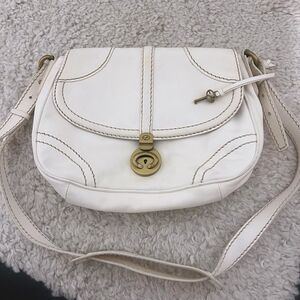 Francesco Biasia Shoulder Handbag Purse Cream Leather